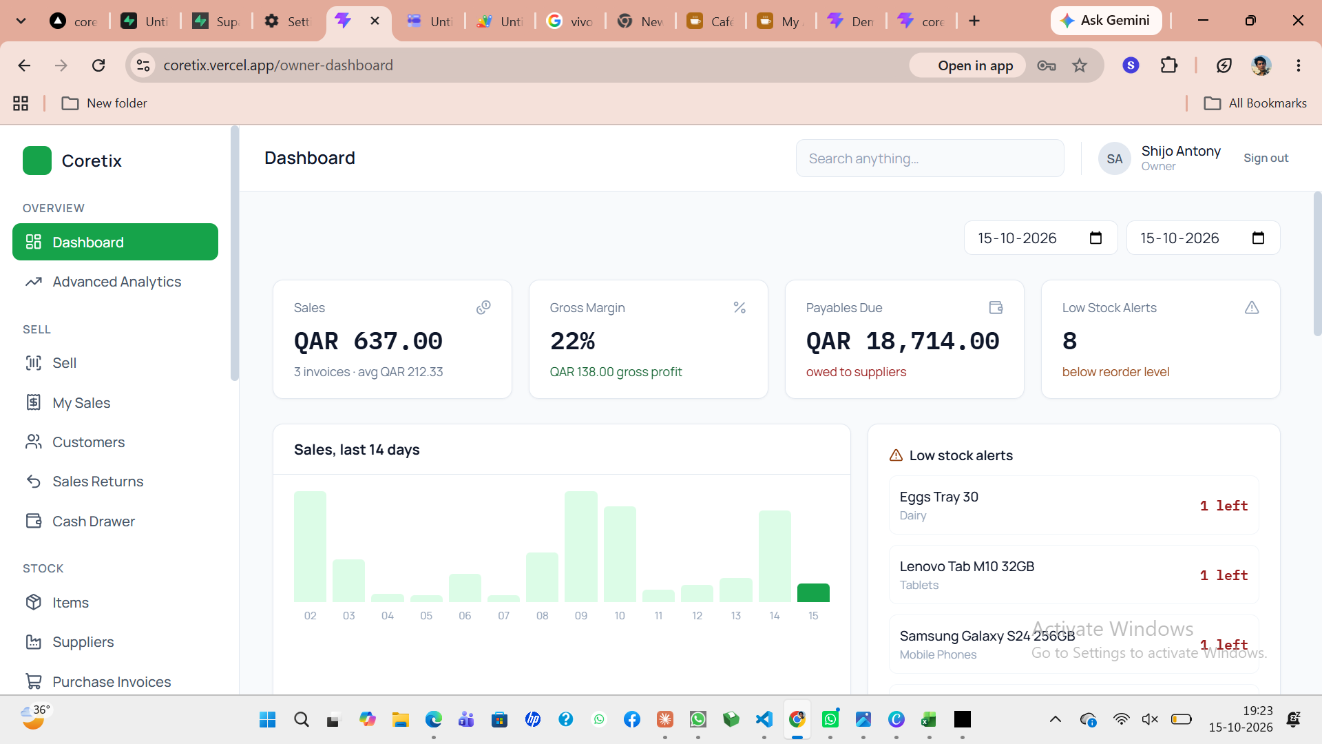 Coretix dashboard